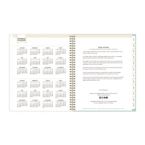 Image of Blue Sky® Day Designer Secret Garden Mint Frosted Weekly/Monthly Planner, Floral Artwork, 11 x 8.5, 12-Month (Jan to Dec): 2025