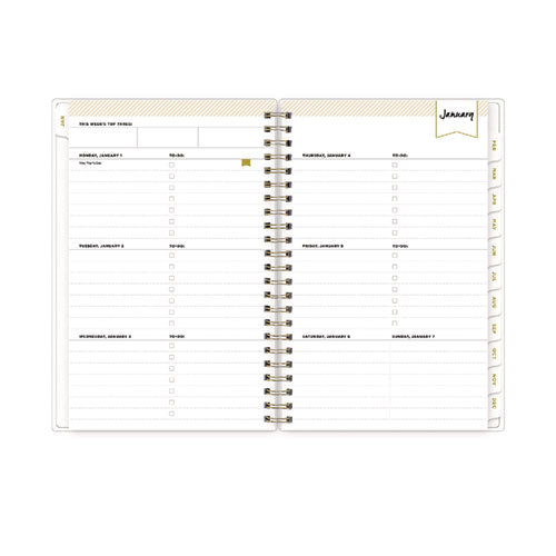 Image of Blue Sky® Day Designer Tile Weekly/Monthly Planner, Geometric Artwork, 8 x 5, Blue/White Cover, 12-Month (Jan to Dec): 2025