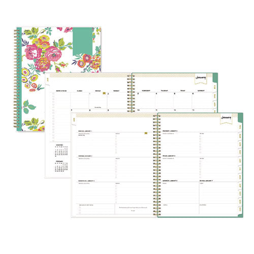 Image of Blue Sky® Day Designer Peyton Create-Your-Own Cover Weekly/Monthly Planner, Floral Artwork, 11 x 8.5, White, 12-Month (Jan-Dec): 2025