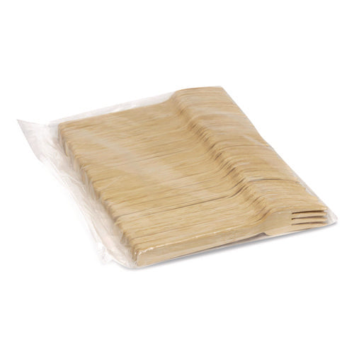 Image of Dixie® Bamboo Cutlery, Mediumweight Fork, Paper, Light Golden, 100/Pack, 10 Packs/Carton