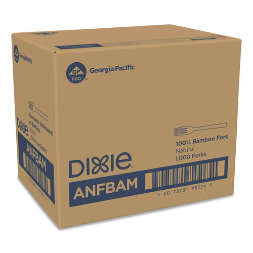Image of Dixie® Bamboo Cutlery, Mediumweight Fork, Paper, Light Golden, 100/Pack, 10 Packs/Carton