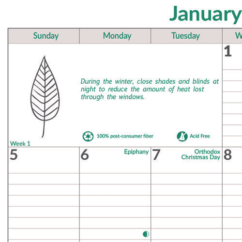 Image of Brownline® EcoLogix Monthly Wall Calendar, EcoLogix Artwork, 12 x 17, White/Green Sheets, 12-Month (Jan to Dec): 2025
