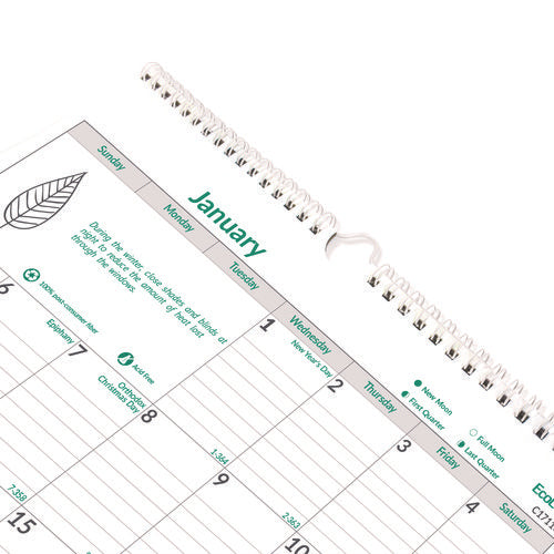 Image of Brownline® EcoLogix Monthly Wall Calendar, EcoLogix Artwork, 12 x 17, White/Green Sheets, 12-Month (Jan to Dec): 2025