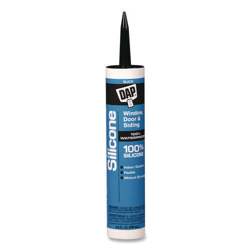 Image of DAP® SILICONE PLUS Premium Window, Door and Siding 100% Silicone Sealant, 9.8 oz Tube, Black