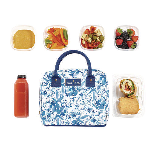 Image of fit + fresh Simplified Lunch Bag, 9 x 6 x 10, Blue Floral