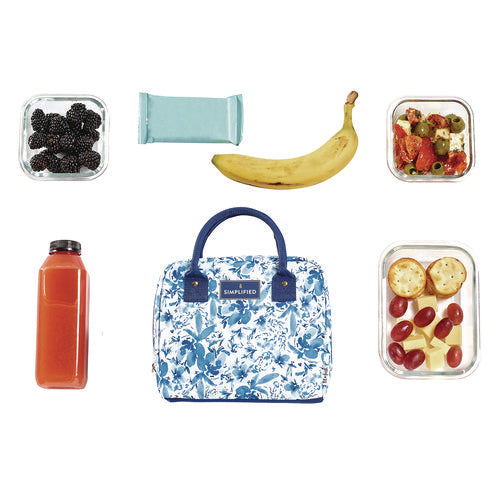 Image of fit + fresh Simplified Lunch Bag, 9 x 6 x 10, Blue Floral