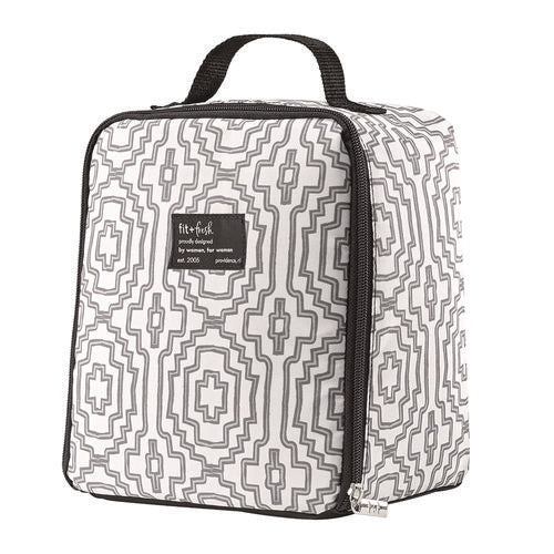 Image of fit + fresh Lunch Bag, 8 x 6 x 10, Black and White Geometric