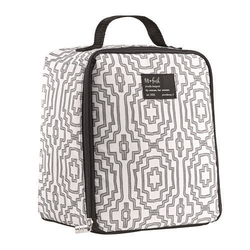 Image of fit + fresh Lunch Bag, 8 x 6 x 10, Black and White Geometric