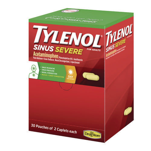 Image of Tylenol® Sinus Severe Acetaminophen Daytime Pain Reliever Caplet, 2 Caplets/Packet, 30 Packets/Box