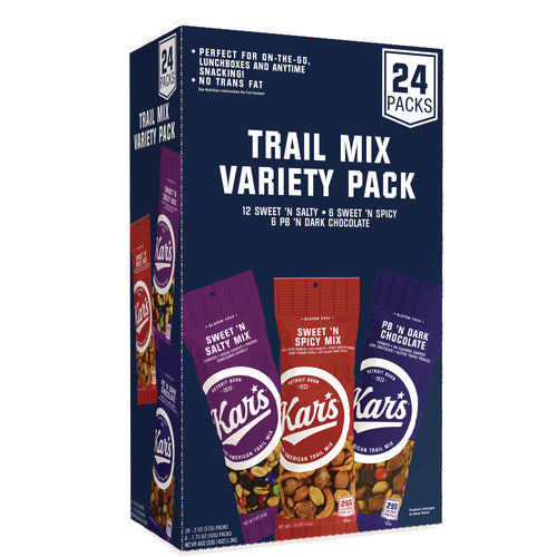 Image of Kar's Trail Mix Variety Pack, Assorted Flavors, 24 Packets/Box