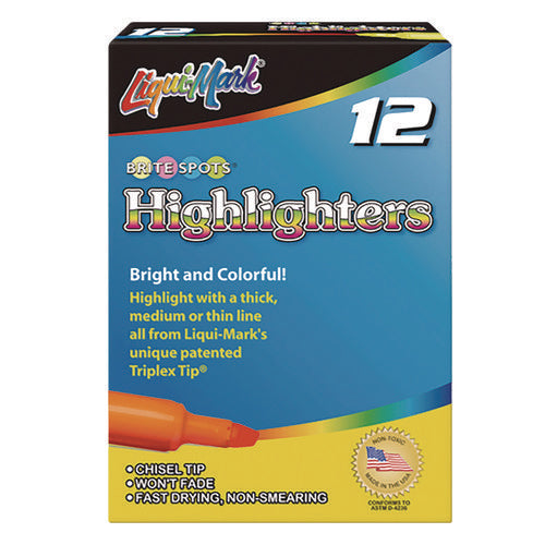 Image of Liqui-Mark® Tank Fluorescent Highlighter, Orange Ink, Chisel Tip, Orange Barrel, Dozen