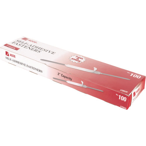 Image of ACCO Self-Adhesive Two-Prong Paper Fastener Bases, 2" Capacity, 2.75" Center to Center, Matte Steel, 100/Box