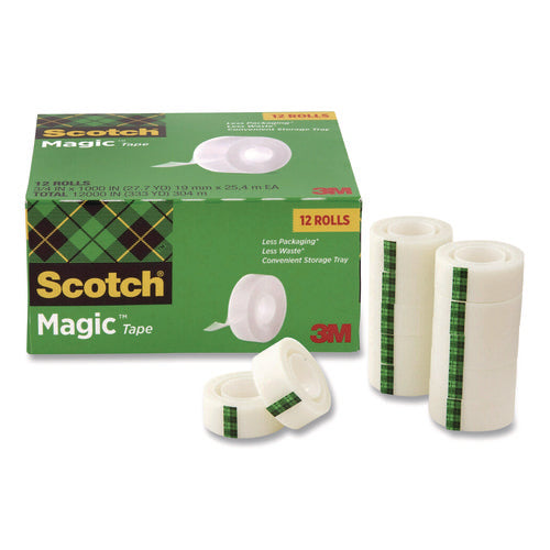 Image of Scotch® Magic Tape Cabinet Pack, 1" Core, 0.75" x 27.7 yds, Clear, 12/Pack
