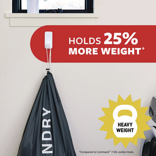 Image of Command X-Large Utility Hooks, Plastic, White, 10 lb Capacity, 2 Hooks and 6 Strips/Pack