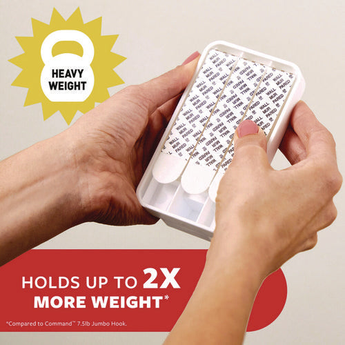 Image of Command X-large Utility Hooks, Plastic, White, 15 lb Capacity, 2 Hooks and 8 Strips/Pack