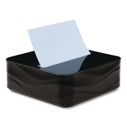 Image of Post-it® Pop-up Notes Wave Design Dispenser with Notes, For 3 x 3 Pads, Includes (3) 90-Sheet Simply Serene Collection Colors Pop-up Pads, Black