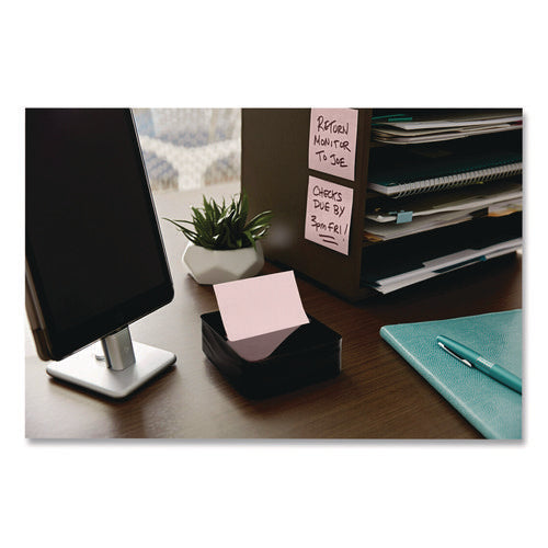 Image of Post-it® Pop-up Notes Wave Design Dispenser with Notes, For 3 x 3 Pads, Includes (3) 90-Sheet Simply Serene Collection Colors Pop-up Pads, Black
