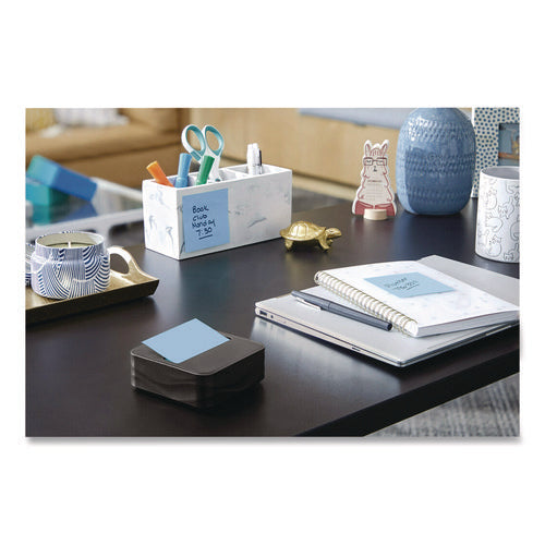 Image of Post-it® Pop-up Notes Wave Design Dispenser with Notes, For 3 x 3 Pads, Includes (3) 90-Sheet Simply Serene Collection Colors Pop-up Pads, Black