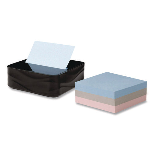 Image of Post-it® Pop-up Notes Wave Design Dispenser with Notes, For 3 x 3 Pads, Includes (3) 90-Sheet Simply Serene Collection Colors Pop-up Pads, Black
