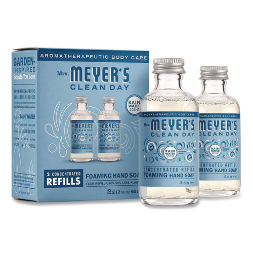 Image of Mrs. Meyer's® Clean Day Concentrated Foaming Hand Soap Dispenser Refill, Rain Water, 2 oz Bottle, 2/Pack