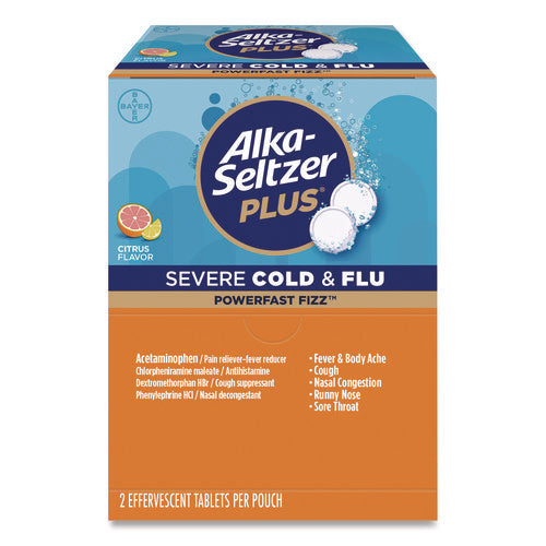 Image of Alka-Seltzer® Plus PowerFast Fizz Sever Cold and Flu Effervescent Tablet, 2 Tablets/Pouch, 30 Pouches/Box