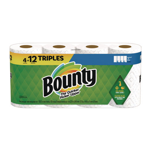 Image of Bounty® Select-a-Size Kitchen Roll Paper Towels, 2-Ply, 11 x 5.9, White, 135 Sheets/Roll, 4 Rolls/Pack