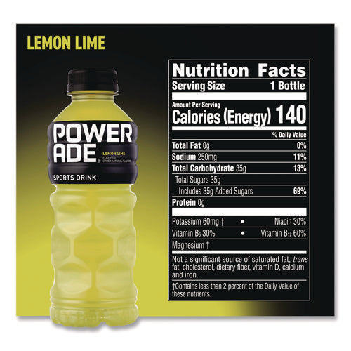 Image of POWERADE® Sports Drink, Lemon Lime, 20 oz Bottle, 24/Pack
