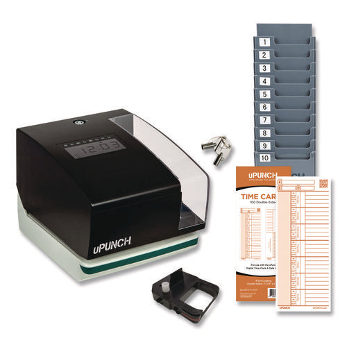 Image of uPunch Digital Time Clock and Date Stamp Bundle, Black