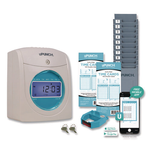 Image of uPunch Digital Auto-Align Punch Time Clock Bundle, White