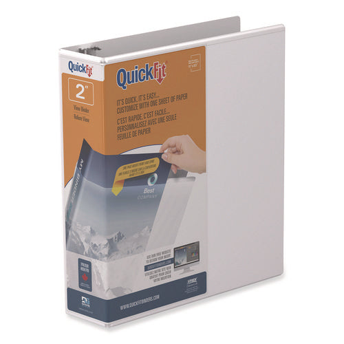 Image of Stride Quickfit D-Ring View Binder, 3 Rings, 2" Capacity, 11 X 8.5, White