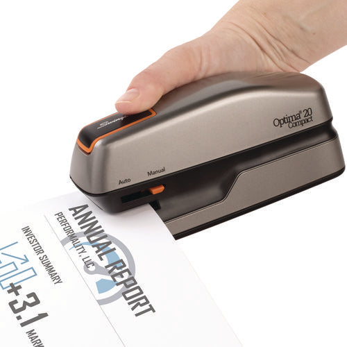 Image of Swingline® Optima Grip Electric Stapler, 20-Sheet Capacity, Black/silver