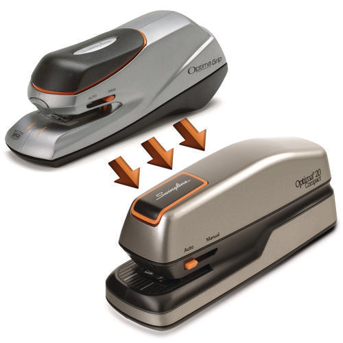 Image of Swingline® Optima Grip Electric Stapler, 20-Sheet Capacity, Black/silver