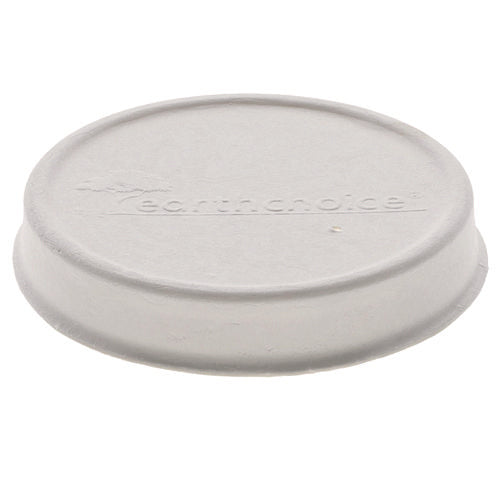 Image of Pactiv Evergreen EarthChoice PFAS-Free Compostable Soup Cup Lid, For 8 oz to 16 oz Soup Cups, 4" Diameter, White, Sugarcane, 500/Carton