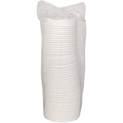Image of Pactiv Evergreen EarthChoice PFAS-Free Compostable Soup Cup Lid, For 8 oz to 16 oz Soup Cups, 4" Diameter, White, Sugarcane, 500/Carton