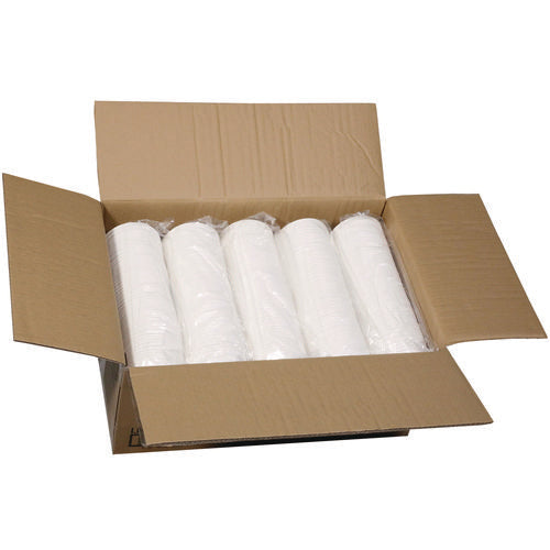 Image of Pactiv Evergreen EarthChoice PFAS-Free Compostable Soup Cup Lid, For 8 oz to 16 oz Soup Cups, 4" Diameter, White, Sugarcane, 500/Carton