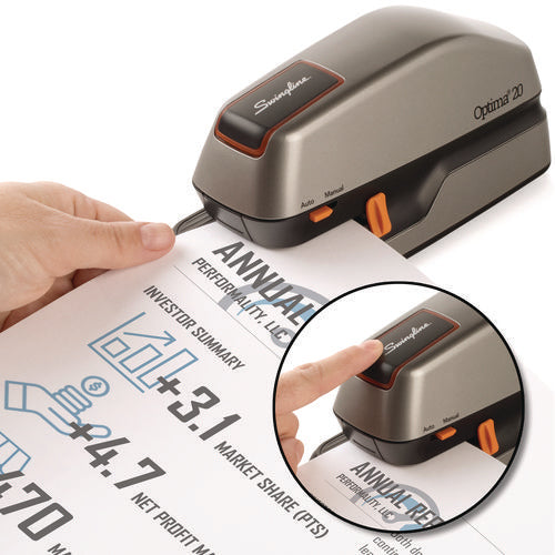 Image of Swingline® Optima 20 Electric Stapler, 20-Sheet Capacity, Silver