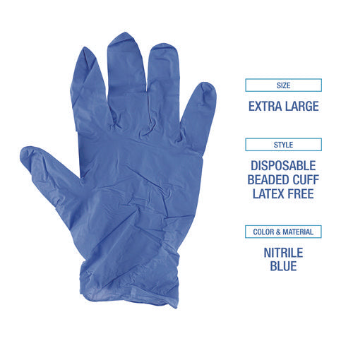 Image of Boardwalk® Disposable General-Purpose Nitrile Gloves, X-Large, Blue, 4 mil, 100/Box