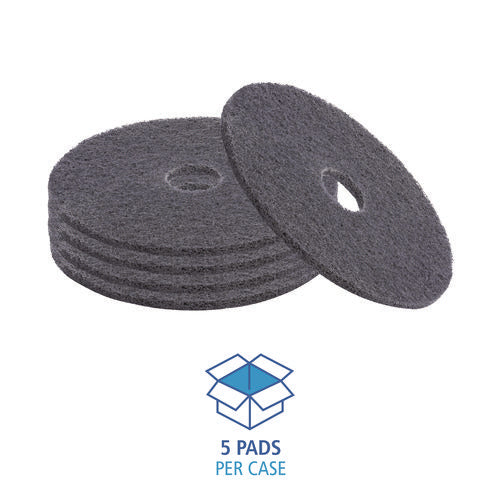 Image of Boardwalk® High Performance Stripping Floor Pads, 19" Diameter, Black, 5/carton