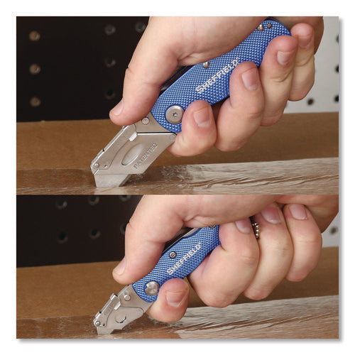 Image of Sheffield Folding Lock Back Utility Knife Set, 1 Standard, 1 Mini, Blue