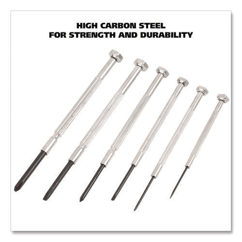 Image of Great Neck® Precision Screwdriver Set, Six-Piece, Phillips/Slotted, Assorted Lengths, Polished Steel Handles