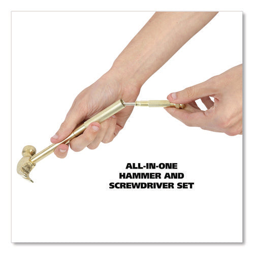 Image of Great Neck® 5-in-1 Carpenter's Hammer with Nesting Handle Containing Four Screwdrivers, 6.5" Long Gold Handle