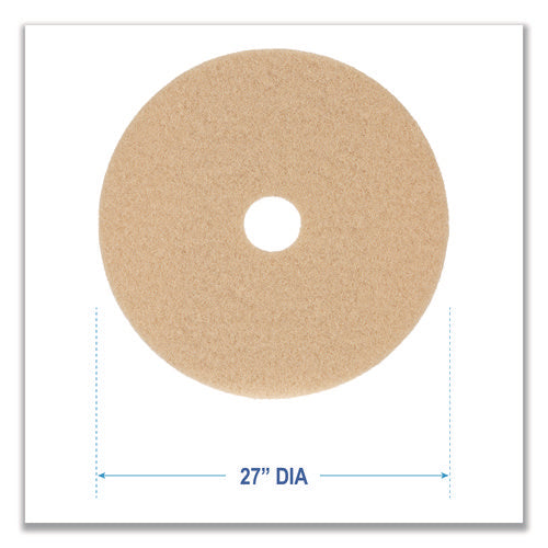 Image of Boardwalk® Burnishing Floor Pads, 27" Diameter, Tan, 5/Carton