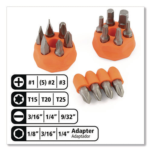Image of Great Neck® Ratcheting Screw/Nut Driver Set, 34-Piece, Hex/Phillips/Slotted/Star Bits, Metric/SAE Sockets, 8" Long, Yellow/Black Handle