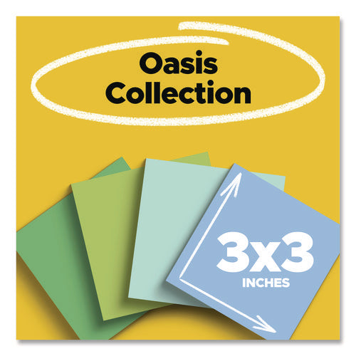 Image of Post-it® Notes Super Sticky 100% Recycled Paper Super Sticky Notes, 3" x 3", Oasis, 70 Sheets/Pad, 24 Pads/Pack