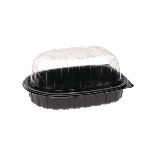 Image of Pactiv Evergreen MealMaster Chicken Roaster Base/Lid, 10 x 7.5 x 4, Black/Clear, Plastic, 110/Carton