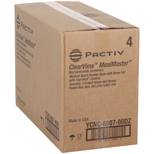 Image of Pactiv Evergreen MealMaster Chicken Roaster Base/Lid, 10 x 7.5 x 4, Black/Clear, Plastic, 110/Carton