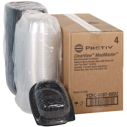 Image of Pactiv Evergreen MealMaster Chicken Roaster Base/Lid, 10 x 7.5 x 4, Black/Clear, Plastic, 110/Carton