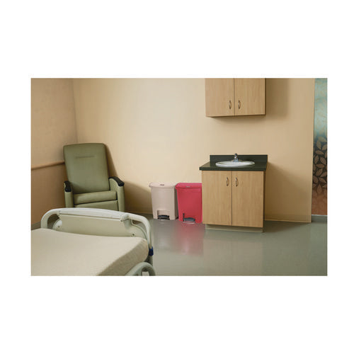 Image of Rubbermaid® Commercial Streamline Resin Step-On Container, Front Step Style, 8 gal, Polyethylene, Red