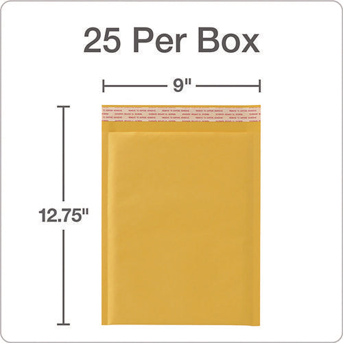 Image of Quality Park Kraft Bubble Mailers, Barrier Bubble Cushion, Redi-Seal Adhesive Closure, 8.25 x 11, Brown Kraft, 25/Pack