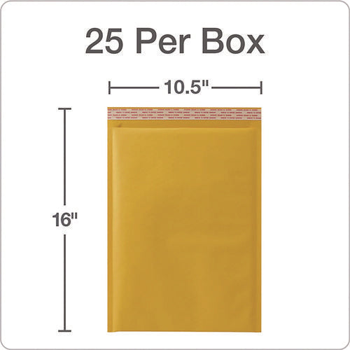 Image of Quality Park Kraft Bubble Mailers, Barrier Bubble Cushion, Redi-Seal Adhesive Closure, 10.5 x 15, Brown Kraft, 25/Pack